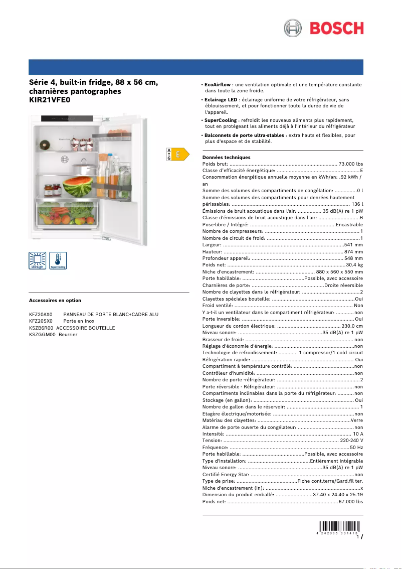 Image de la première page du manuel de l'appareil KIR21VFE0