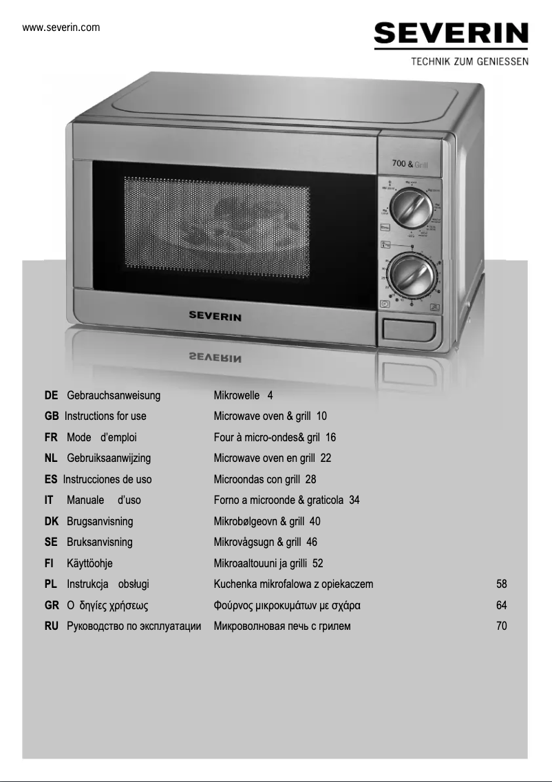 Page n°1 - Manuel utilisateur Severin MW7879