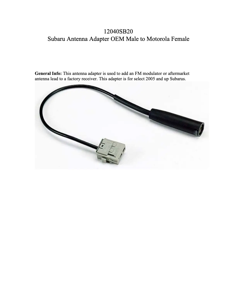 Page 1 de la notice Manuel utilisateur Metra 40-SB20