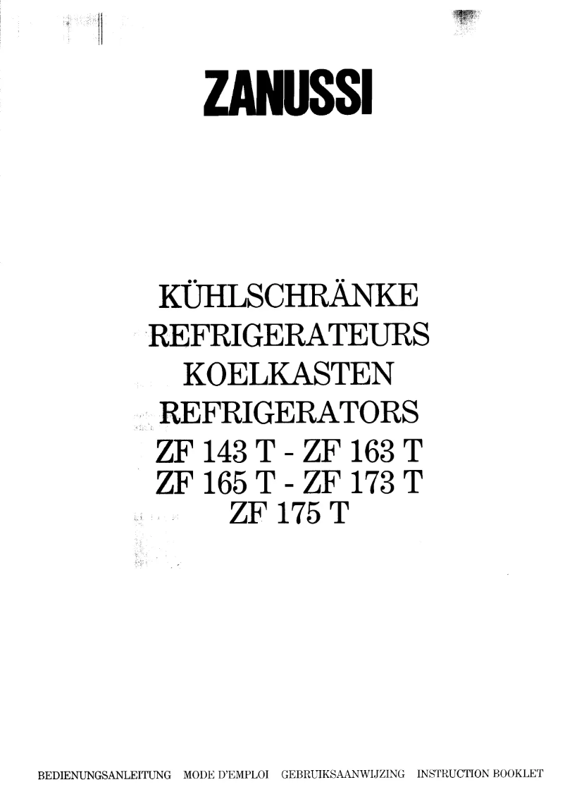Page n°1 - Manuel utilisateur Zanussi ZF143T