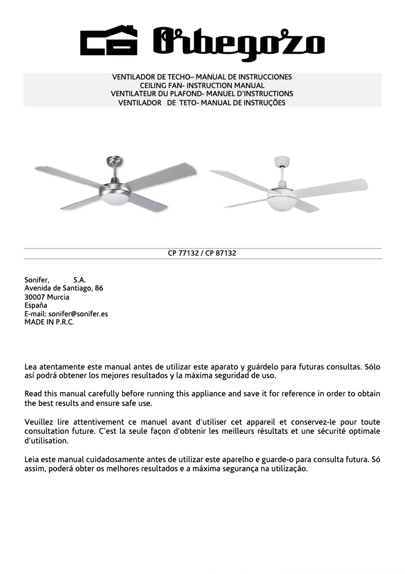 Image de la première page du manuel de l'appareil CP 77132