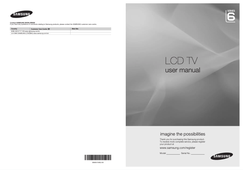 Page 1 de la notice Manuel utilisateur Samsung LE-46B652T4WXXN