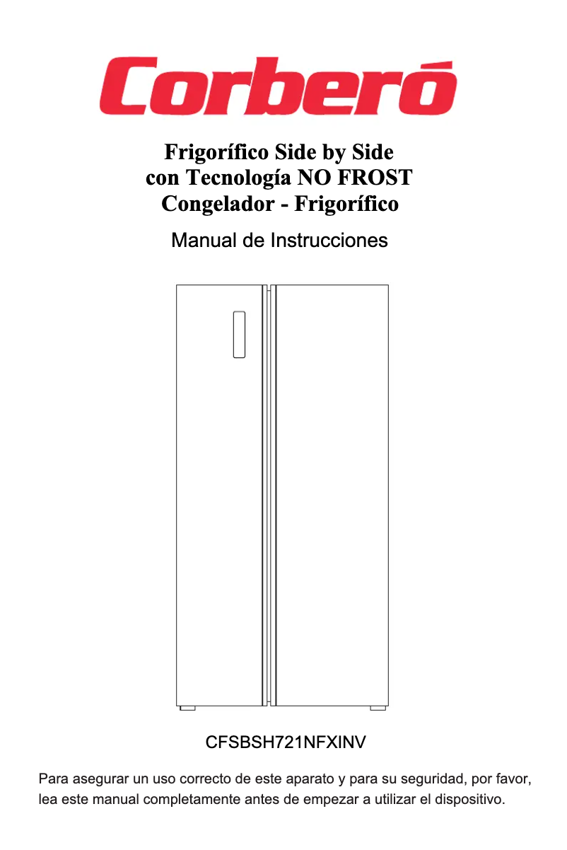 Page 1 de la notice Manuel utilisateur Corbero CFSBSH721NFXINV