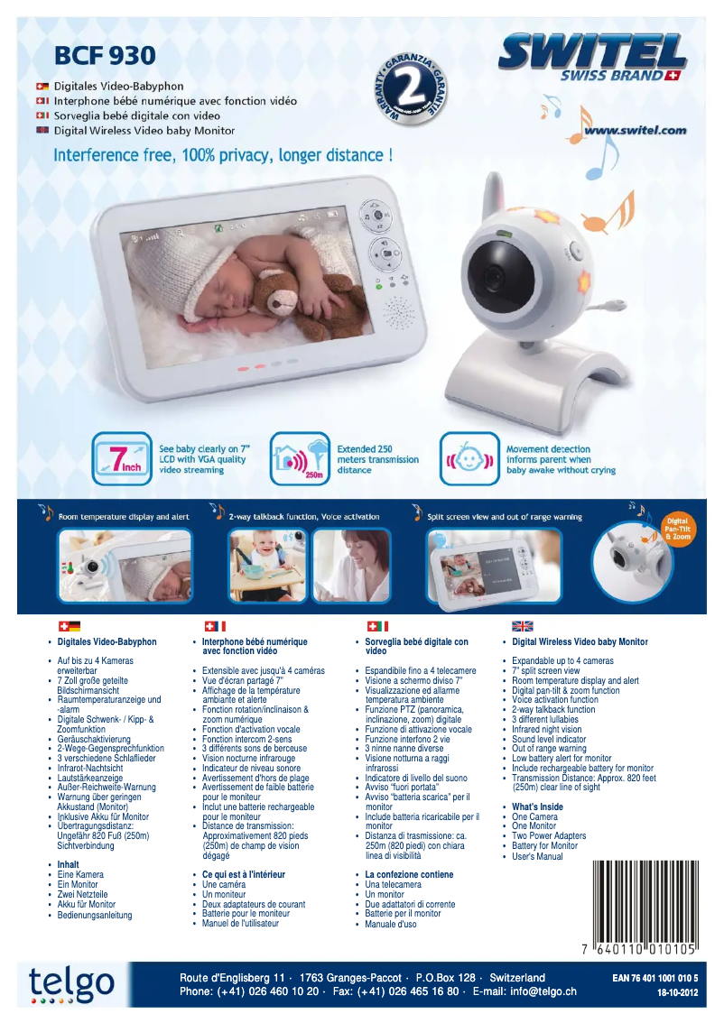 Page n°1 - Manuel utilisateur Switel BCF930