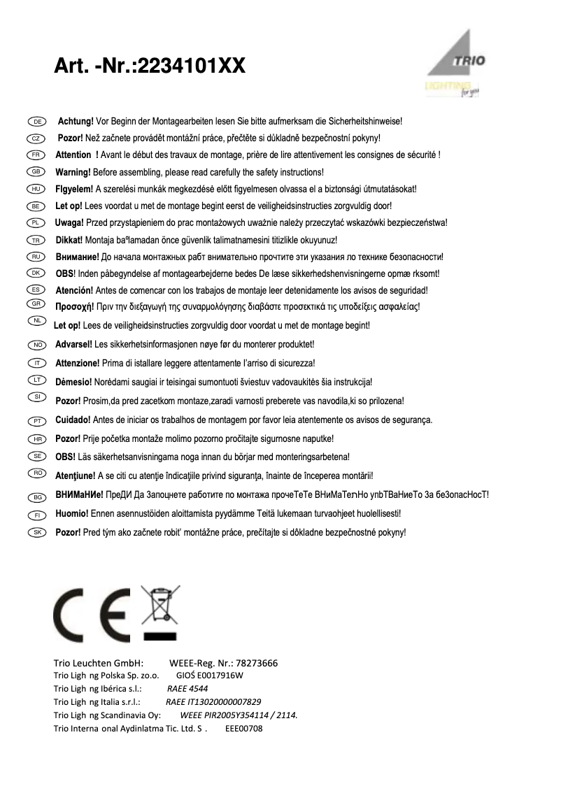 Page 1 of the manual User Manual Trio Lighting Lacapo