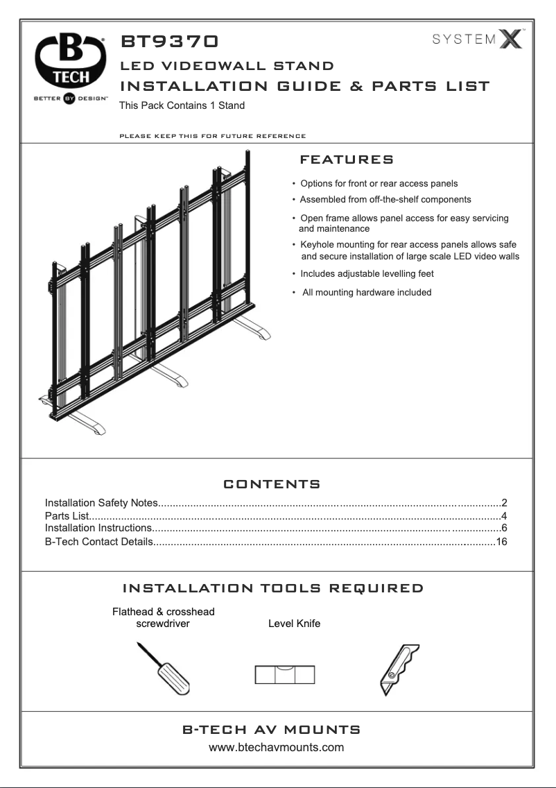 Page n°1 - Manuel utilisateur B-Tech BT9370