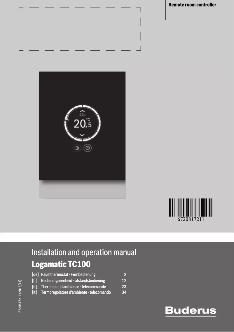 Page 1 de la notice Manuel utilisateur Buderus Logamatic TC100