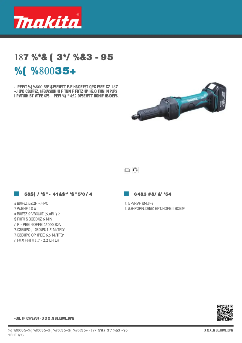 Page 1 de la notice Fiche technique Makita DGD800RTJ