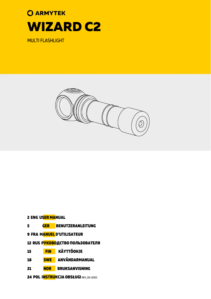 Page n°1 - Manuel utilisateur ArmyTek Wizard C2