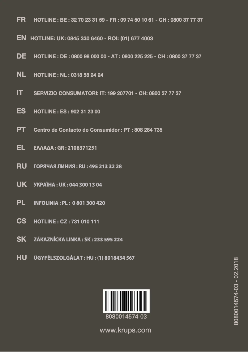 Página 1 del manual Manual de usuario Krups Espresseria Automatic EA8260K1