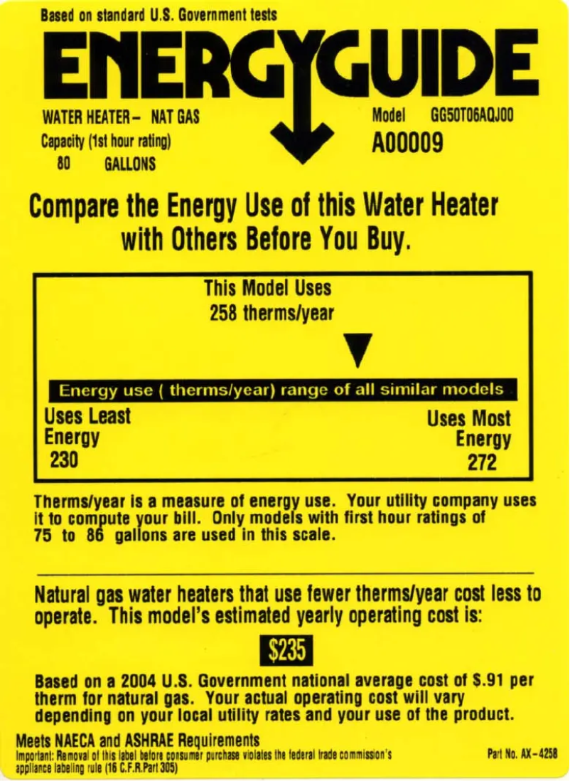 Page 1 de la notice Label énergétique GE GG50T06AQJ00