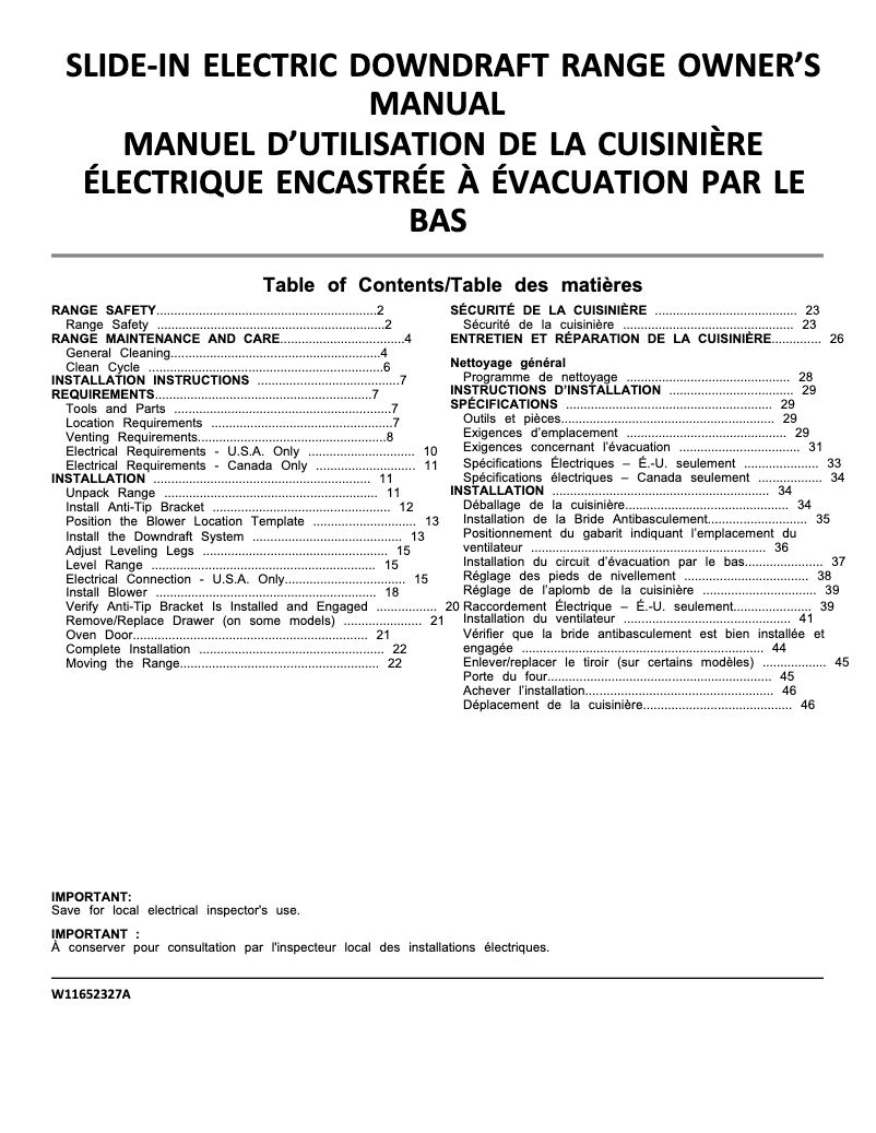 Page n°1 - Manuel utilisateur Jenn-Air JES1750ML