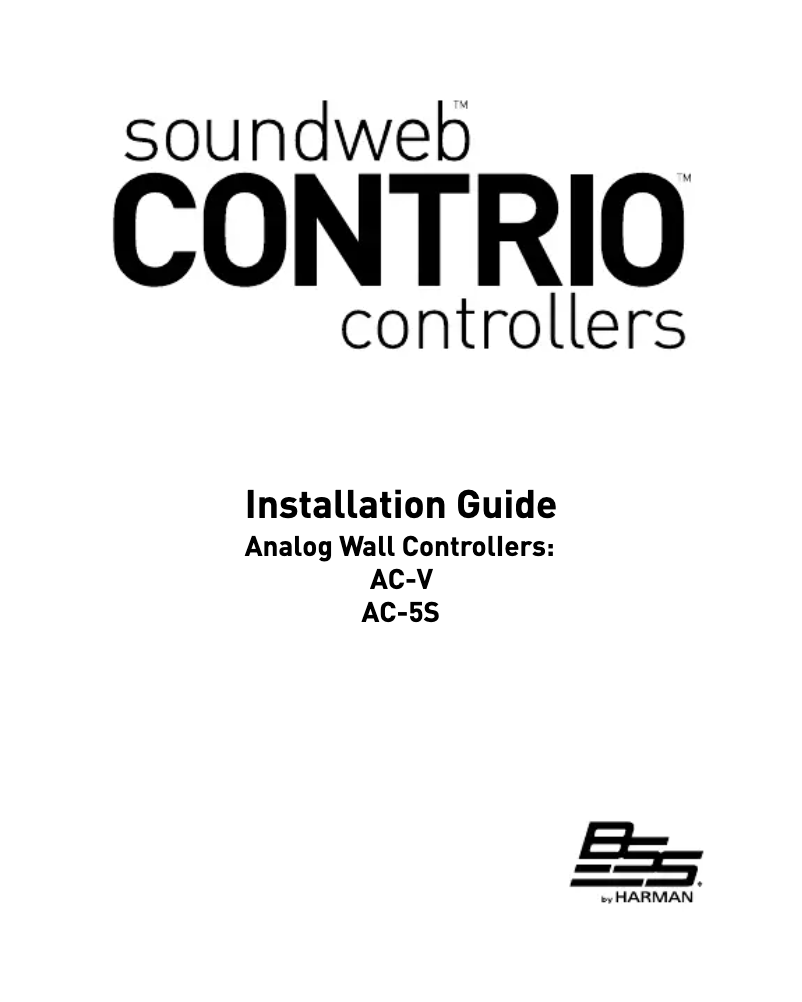 Page 1 de la notice Manuel utilisateur BSS Audio Soundweb Contrio AC-V