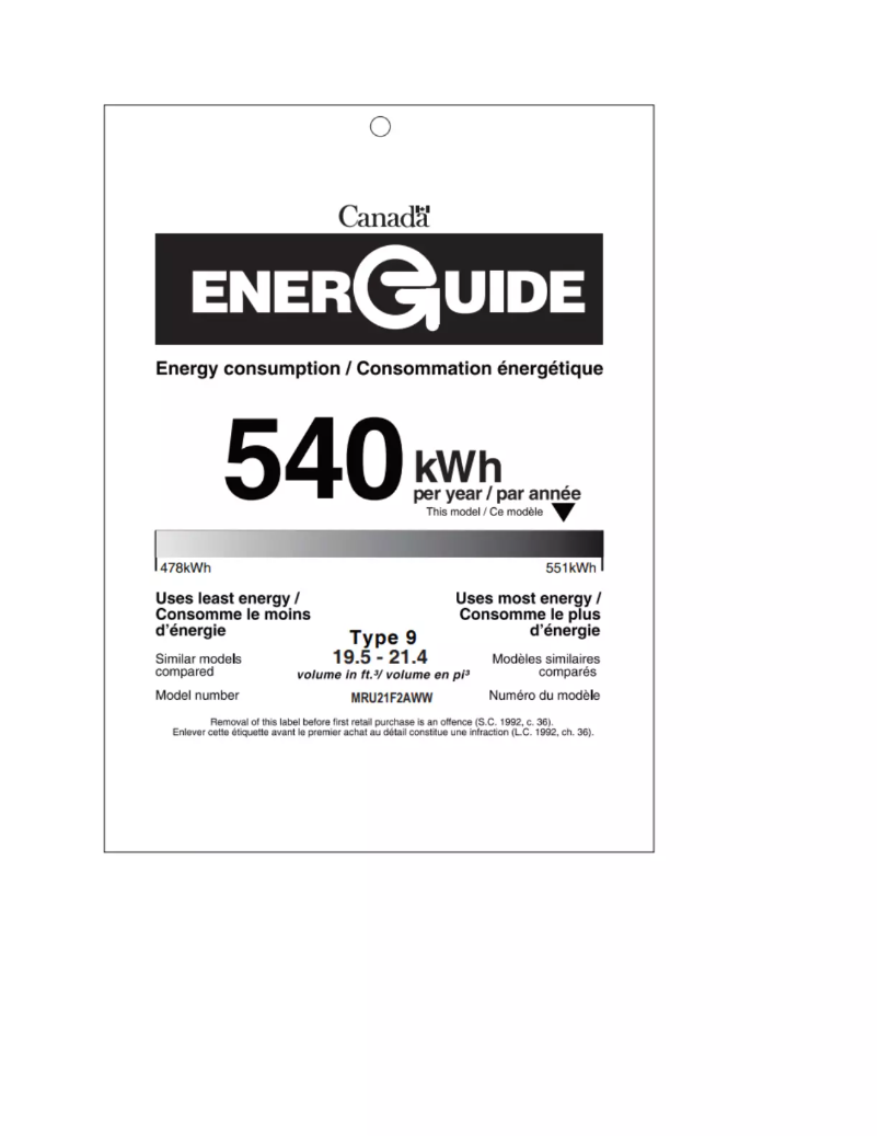 Image de la première page du manuel de l'appareil MRU21F2AWW