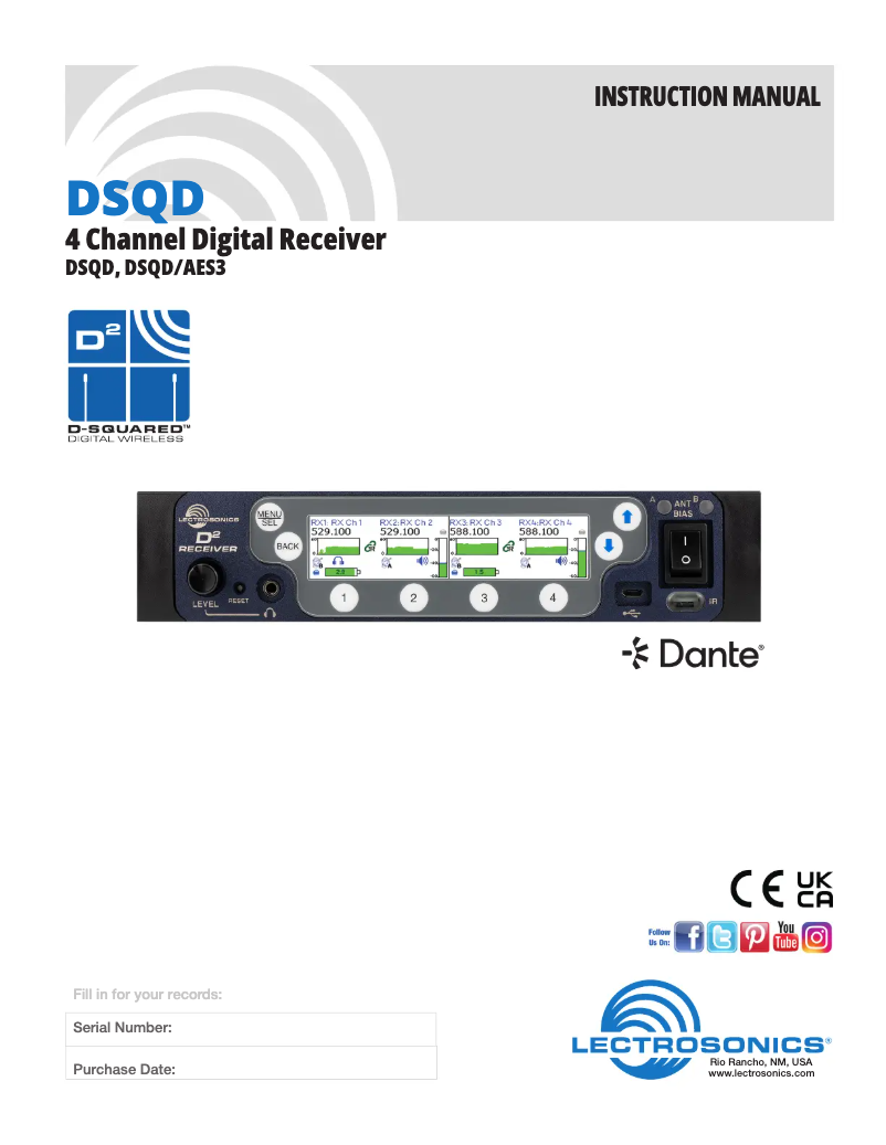 Image de la première page du manuel de l'appareil DSQD/AES3