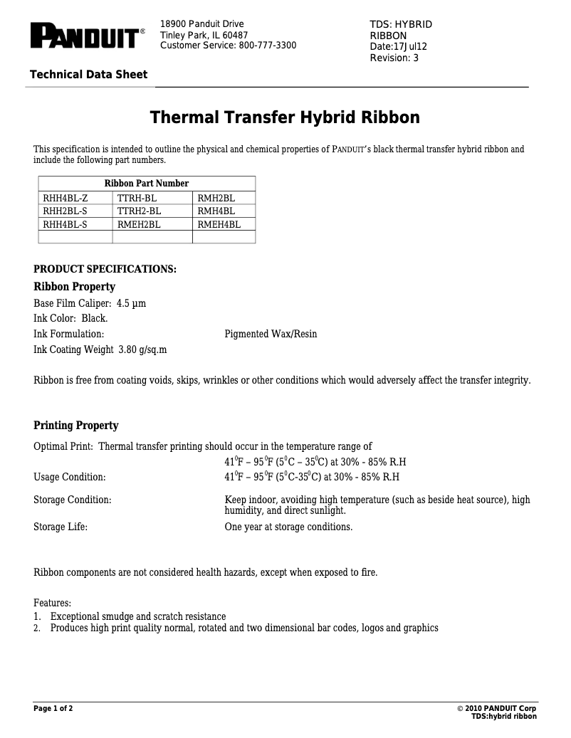 Página 1 del manual Manual de usuario Panduit RMEH4BL