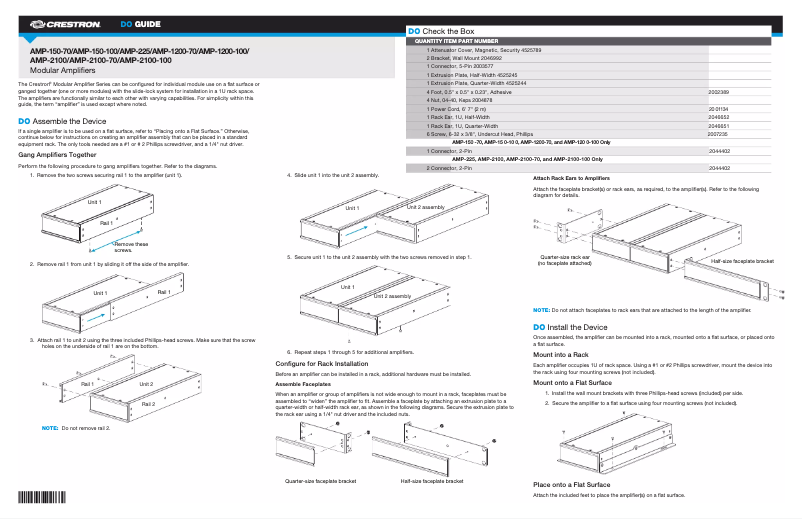 Página 1 del manual Manual de usuario Crestron AMP-2100-70