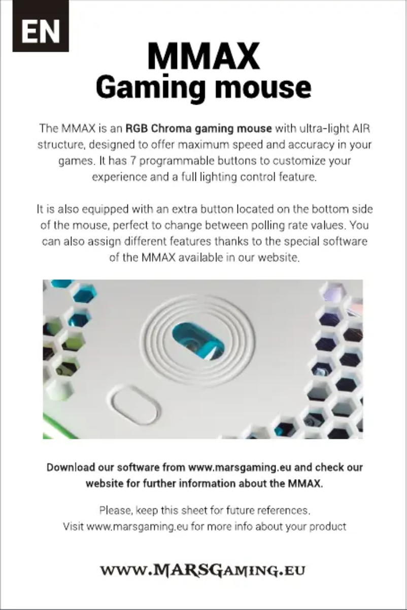 Page 1 de la notice Manuel utilisateur Mars Gaming MMAXW