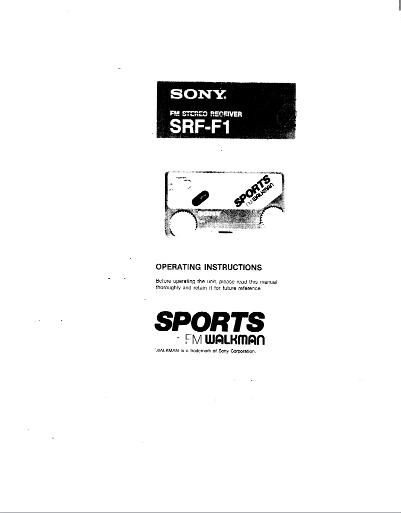 Page n°1 - Manuel utilisateur Sony SRF-F1