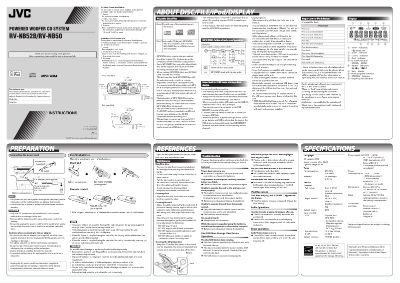 Page 1 de la notice Manuel utilisateur JVC RV-NB52B