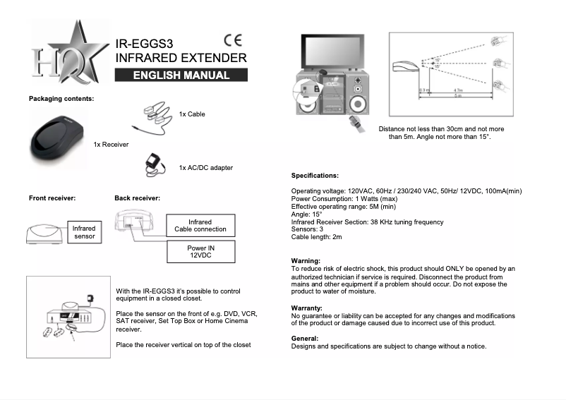 Image de la première page du manuel de l'appareil IR-EGGS3