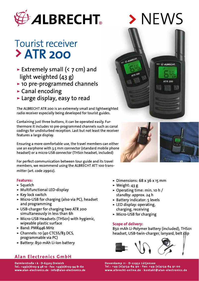 Imagen de la primera página del manual del dispositivo ATR 200