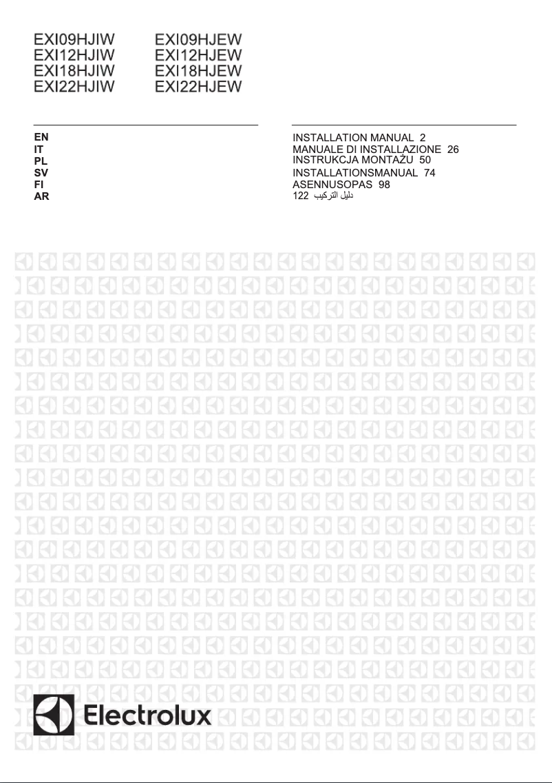 Page 1 de la notice Guide d'installation Electrolux EXI09HJEWE