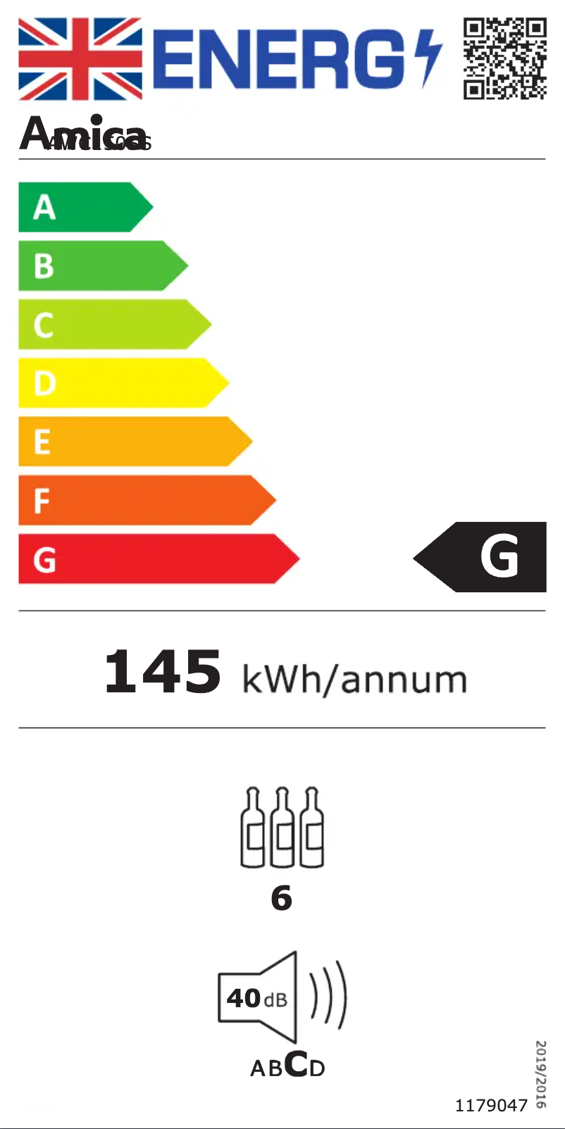 Página 1 del manual Etiqueta energética Amica AWC150
