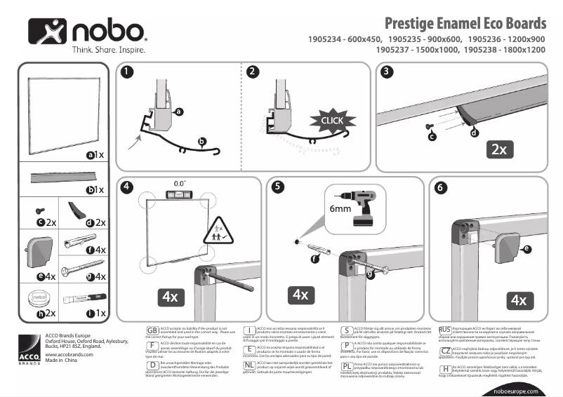Page n°1 - Manuel utilisateur Nobo Prestige Eco