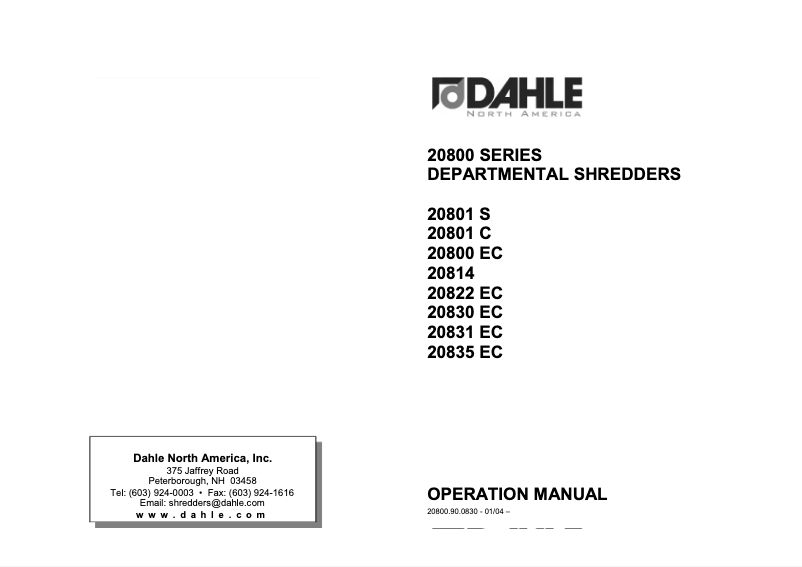 Image de la première page du manuel de l'appareil 20814