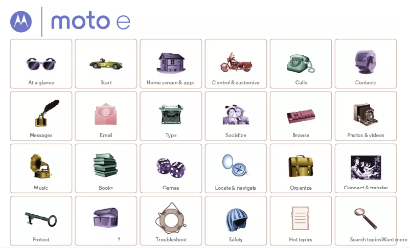 Image de la première page du manuel de l'appareil Moto E XT1022