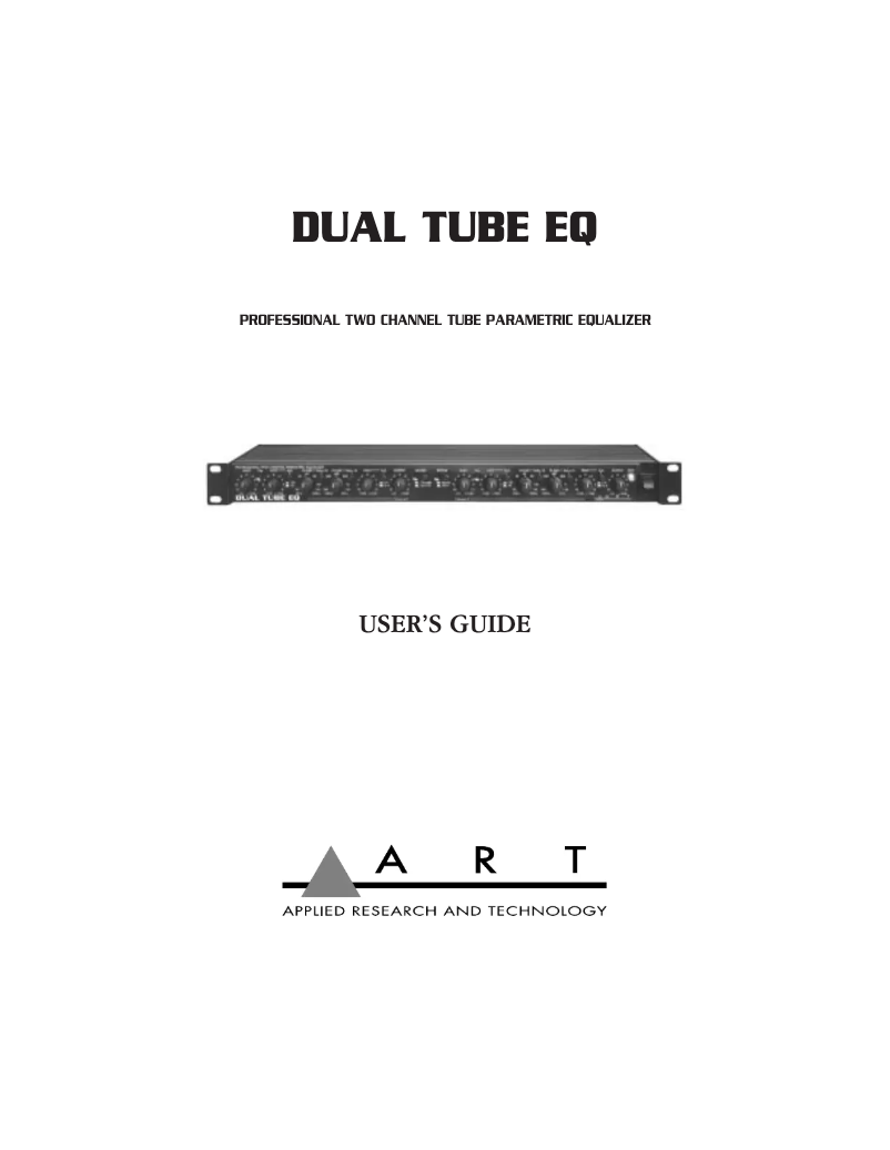Page 1 de la notice Manuel utilisateur ART Dual Tube EQ