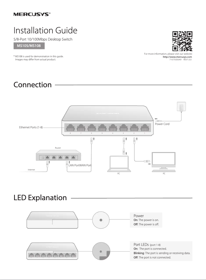 Page n°1 - Mode d'emploi Mercusys MS108