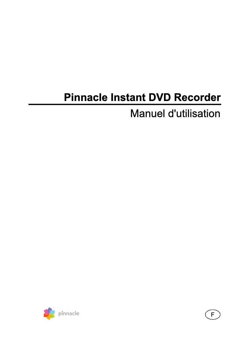 Page 1 de la notice Manuel utilisateur Avid Instant DVD Recorder