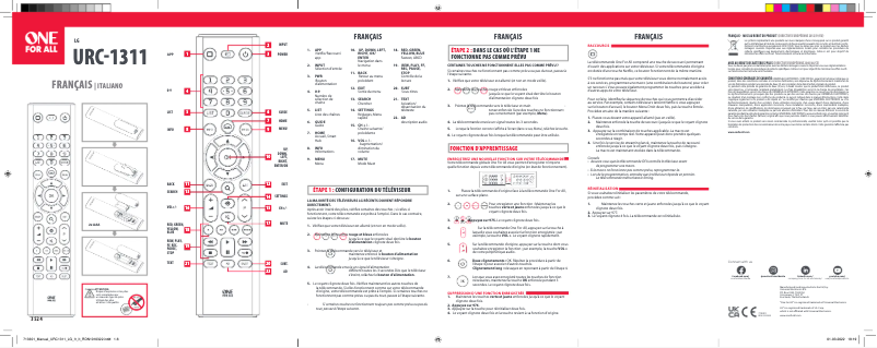 Page n°1 - Manuel utilisateur One for all URC 1311
