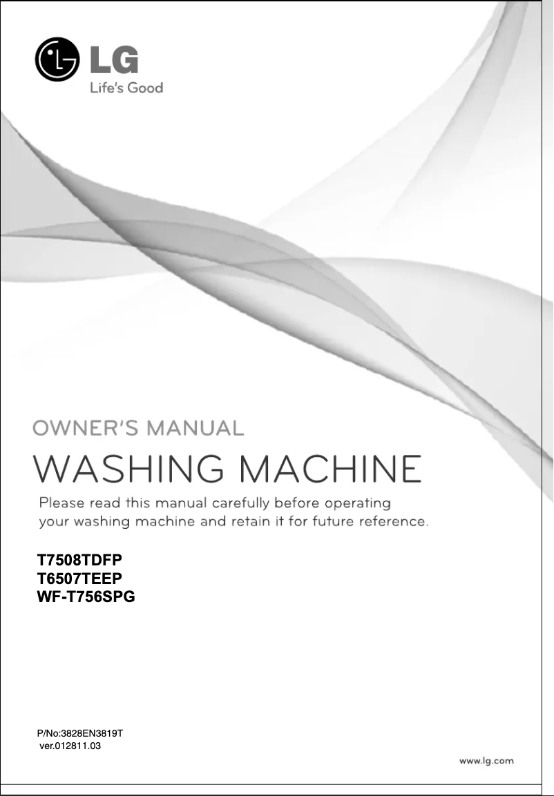 Page 1 de la notice Manuel utilisateur LG WF-T756SPG