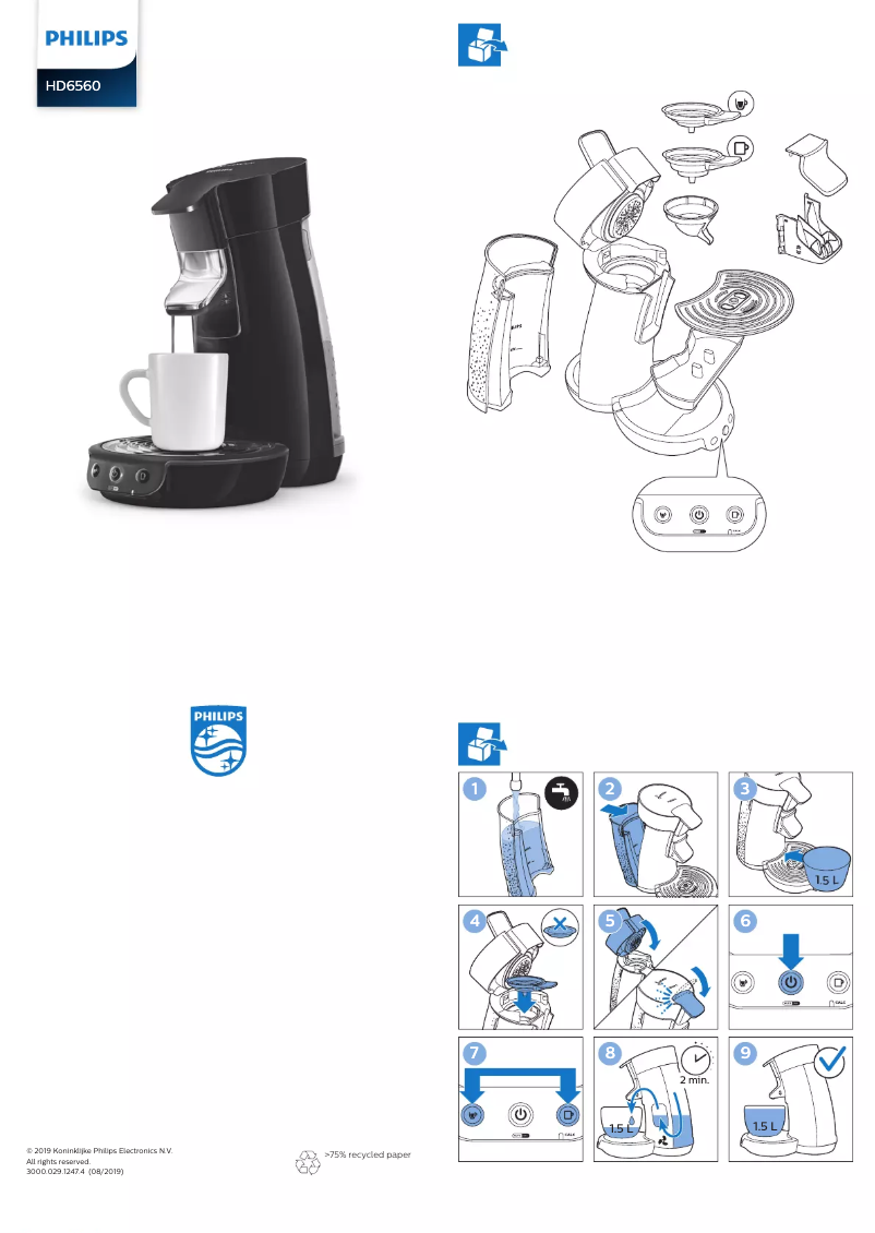 Image de la première page du manuel de l'appareil Senseo Viva Café HD6560