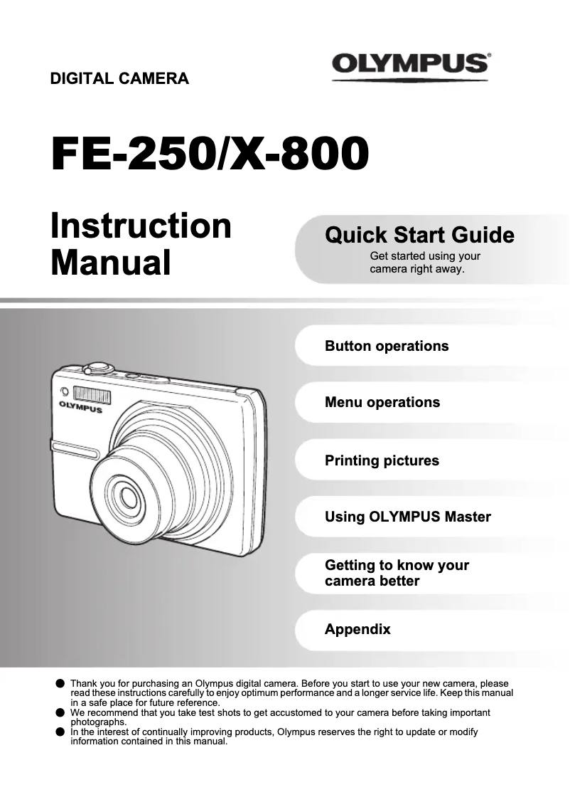 Image de la première page du manuel de l'appareil FE-250