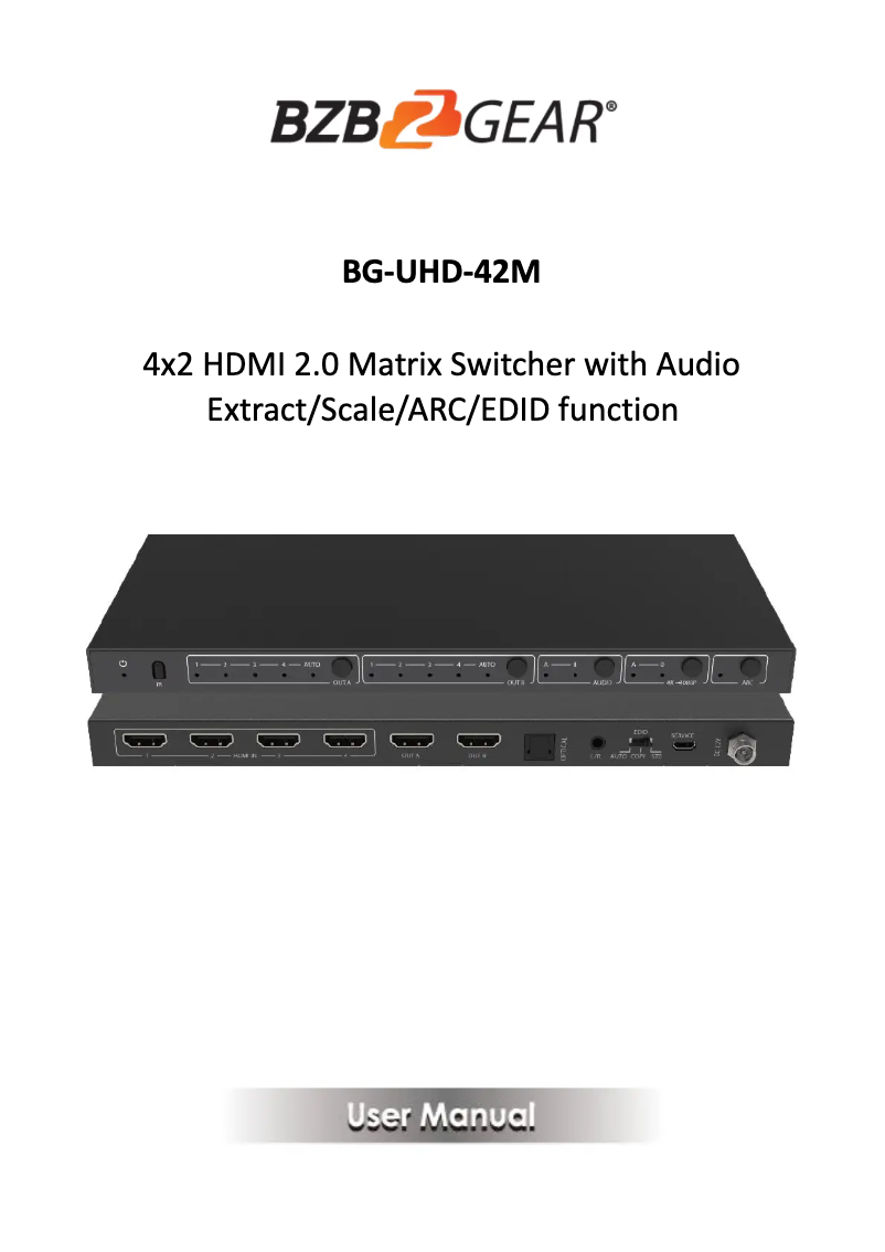 Page 1 de la notice Manuel utilisateur BZBGear BG-UHD-42M