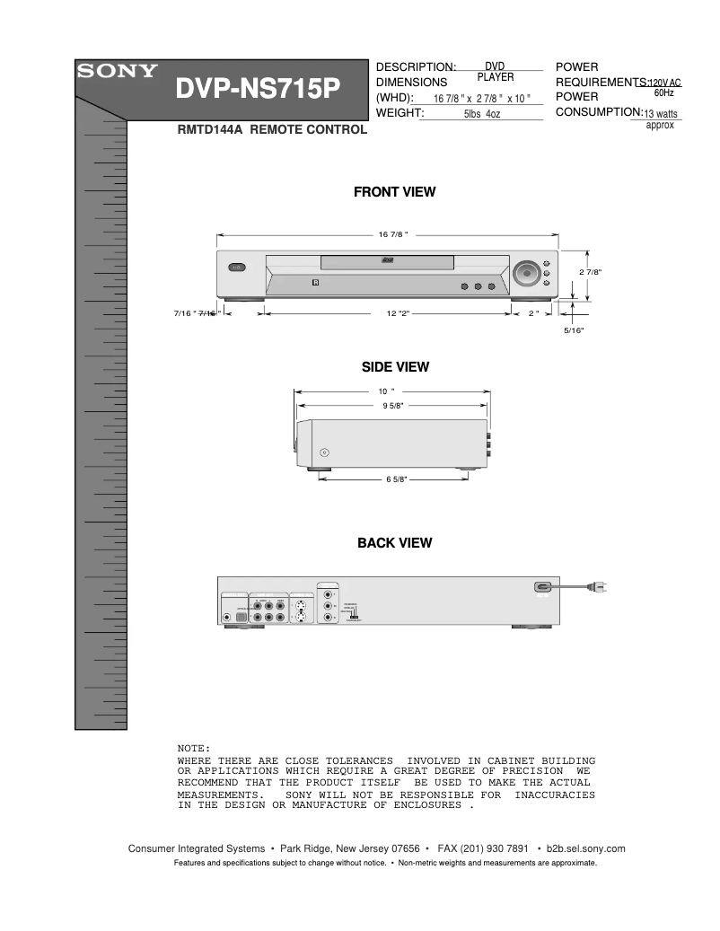 Page 1 de la notice Guide d'installation Sony DVP-NS715P