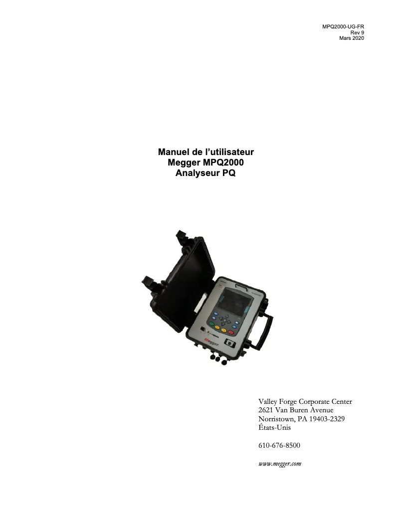 Page 1 de la notice Manuel utilisateur Megger MPQ2000