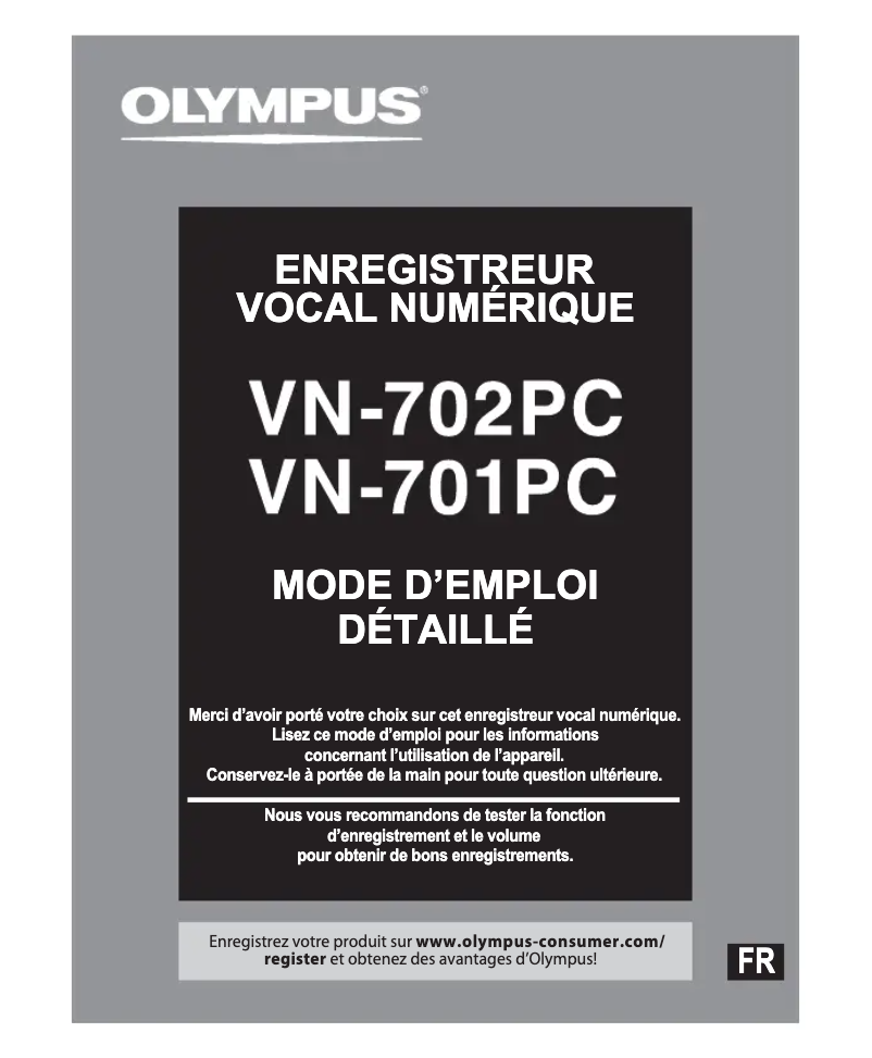 Page n°1 - Manuel utilisateur Olympus VN-702PC