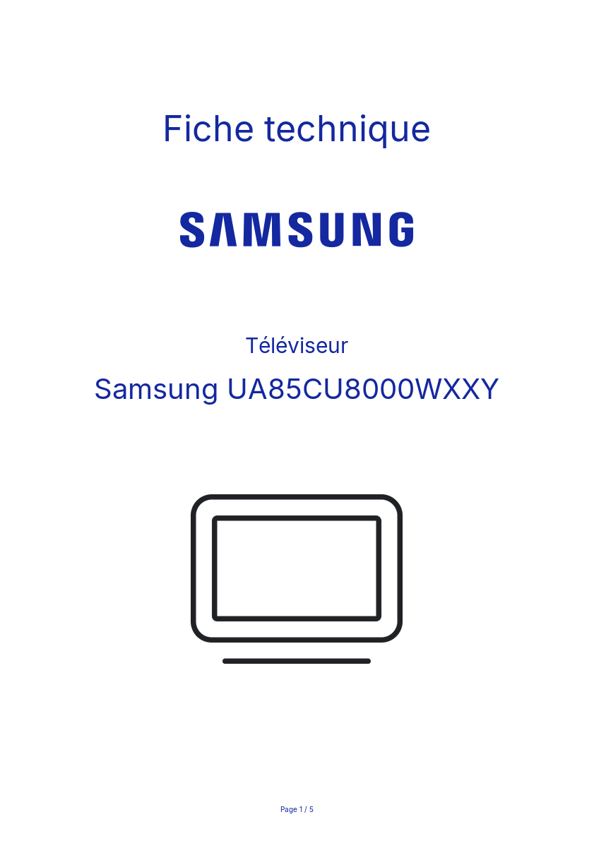 Image de la première page du manuel de l'appareil UA85CU8000WXXY