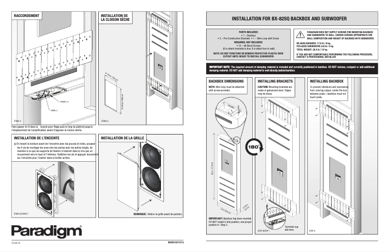 Page n°1 - Manuel utilisateur Paradigm BX-82SQ