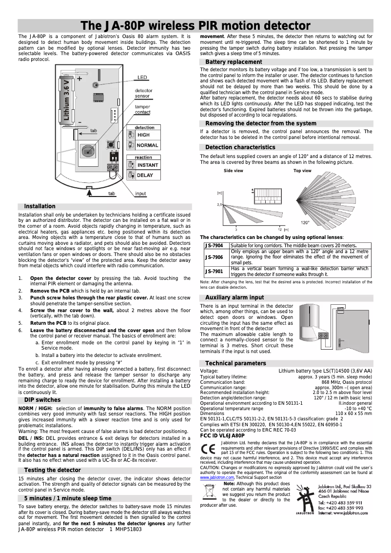 Image de la première page du manuel de l'appareil JA-80P