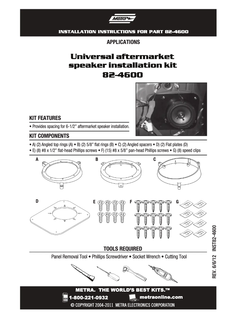 Page n°1 - Manuel utilisateur Metra 82-4600