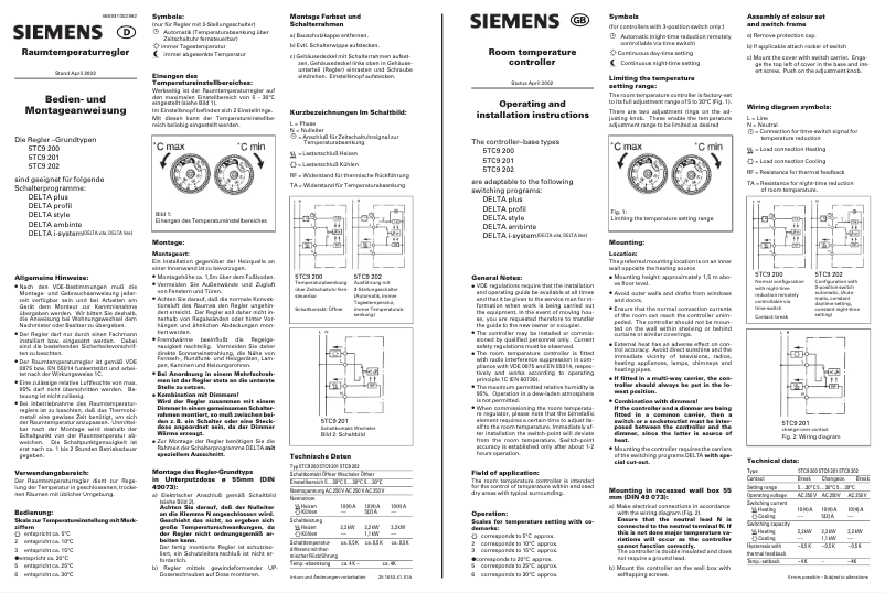 Page 1 de la notice Manuel utilisateur Siemens 5TC9 202