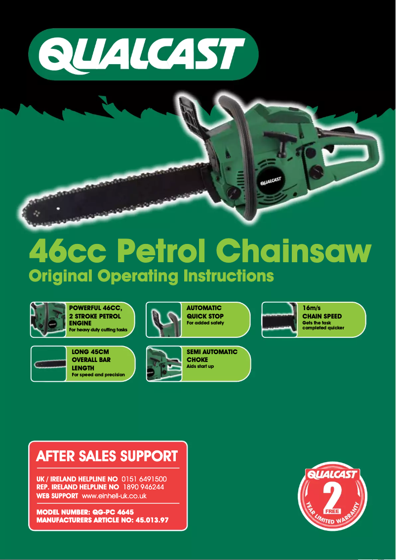 Page 1 de la notice Manuel utilisateur Qualcast QG-PC 4645