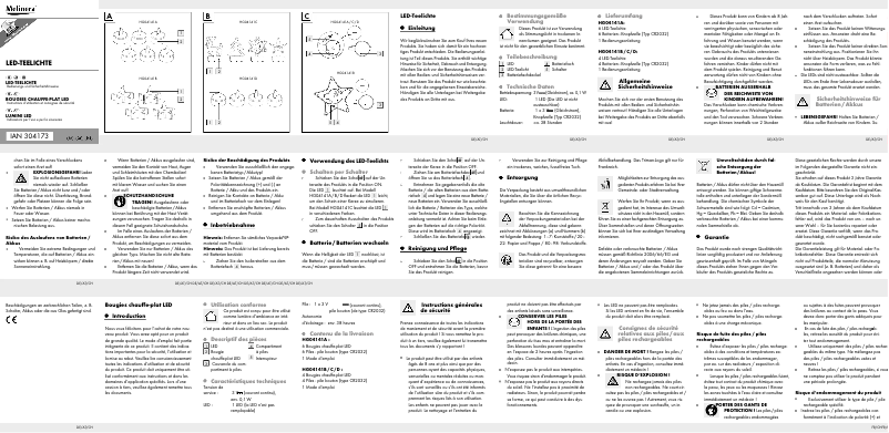 Page 1 de la notice Manuel utilisateur Melinera HG04141