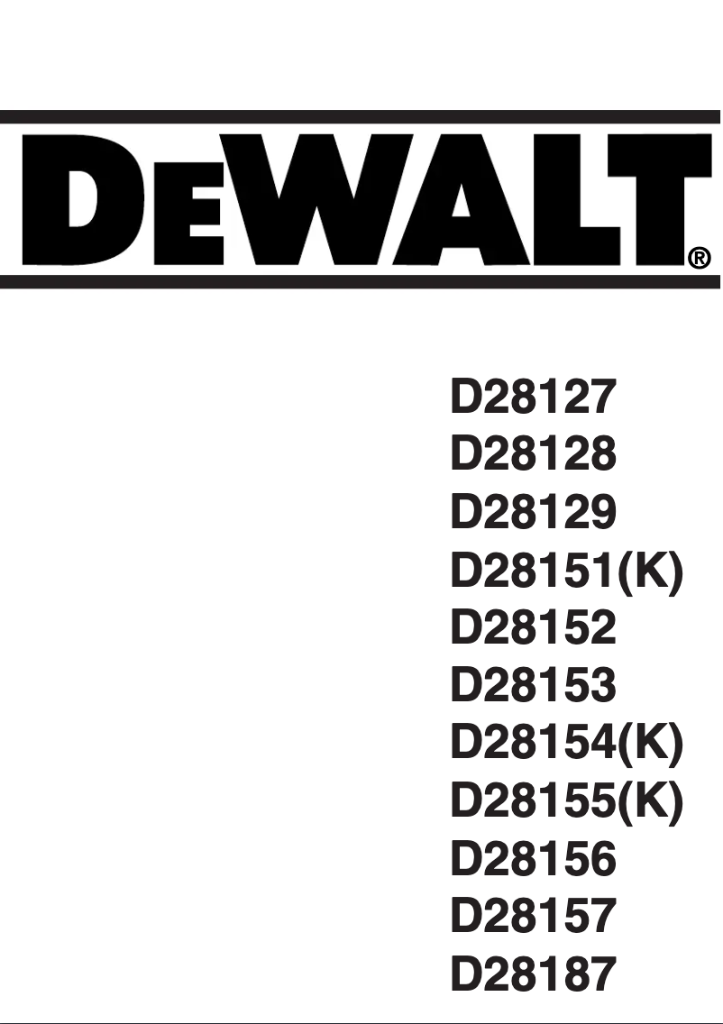 Page n°1 - Manuel utilisateur DeWalt D28152